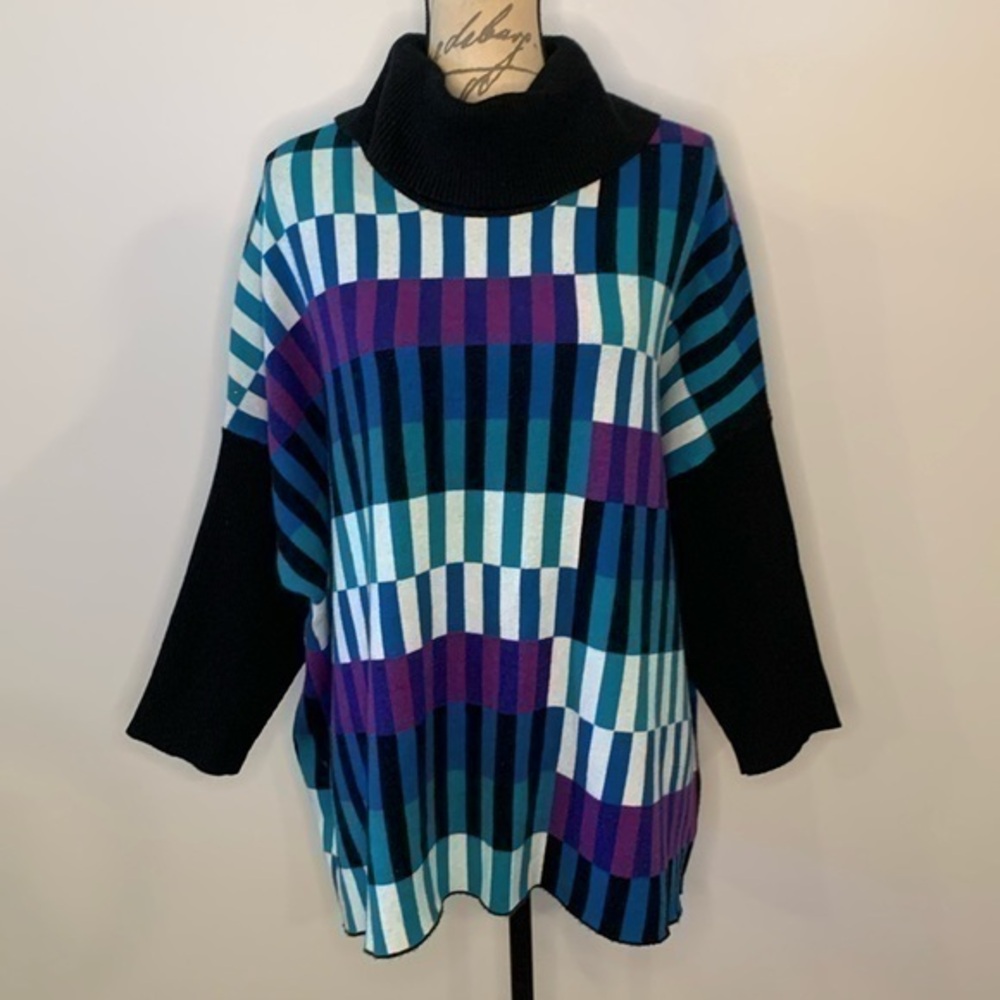 Multiples oversized boxy cowl neck poncho sweater L/XL